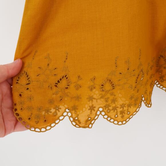 J.Crew Mustard Yellow Cami Top Boho Fairy Eyelet Cotton Summer Beachy Y2K Size 0 - Picture 2 of 8
